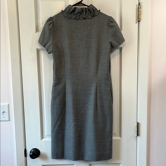 J. Crew Madeline Wool Blend Gray Ruffle Cap Short Sleeve Mini Dress - Size 2 - Picture 8 of 12